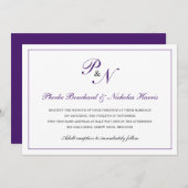 Traditionele koninklijke Paarse monogram Kaart (Voorkant / Achterkant)