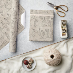 Traditionele Koreaanse dansers en drummers Cadeaupapier