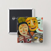 Traditionele Koreaanse maskers Button (Voorkant /achterkant)