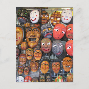 Traditionele Koreaanse maskers voor prestaties 한 Feestdagenkaart