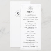 Traditionele kruis & ringen monogrammed bruiloft menu (Voorkant / Achterkant)