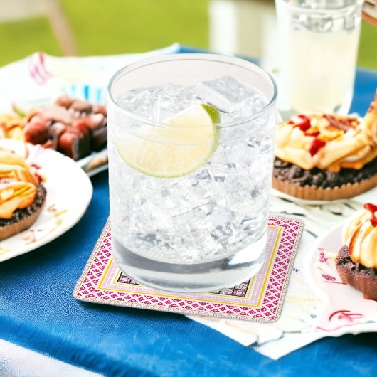 Traditionele kunst vierkante kartonnen onderzetter