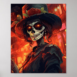 Traditionele La Calavera Catrina Poster