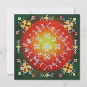 Traditionele Letse volkskunst met symbolen schilde Bedankkaart