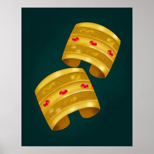 Traditionele Libische gouden accessoires kunst aan Poster (Voorkant)