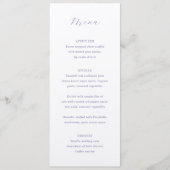 Traditionele Lila elegante bruiloft Menu (Voorkant)