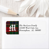 Traditionele MacLean Tartan Plaid Monogram Etiket (Insitu)