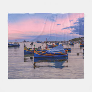Traditionele Maltese boten in Marsaxlokk Fleece Deken