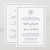 Traditionele Marine Blauw Elegant Alles in één bru Kaart (Voorkant / Achterkant)