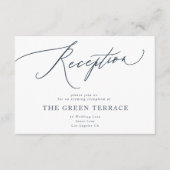 Traditionele marineblauwe bruiloft informatiekaartje (Voorkant)