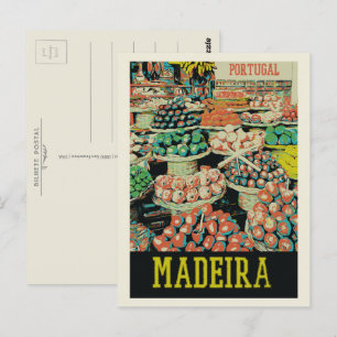 Traditionele marktillustratie Madeira Portugal Briefkaart