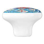 Traditionele Marokkaanse Turquoise Blue Monogramme Keramische Knop (Zijkant)