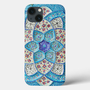Traditionele Marokkaanse turquoise Blue, white, za iPhone 13 Hoesje