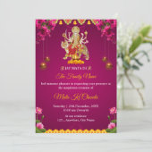 Traditionele Mata Ki Chowki Invitation Kaart (Staand voorkant)