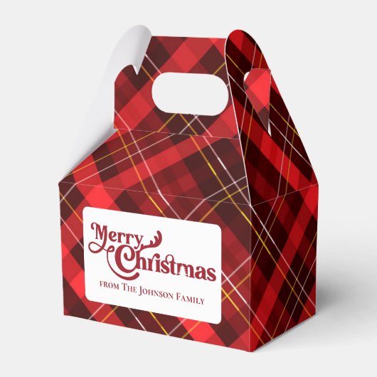 Traditionele Merry Christmas Red Plaid Custom Part Bedankdoosjes (Voorkant Zijde)
