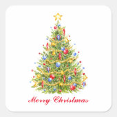 Traditionele Merry Christmas Tree Merry Stickers (Voorkant)