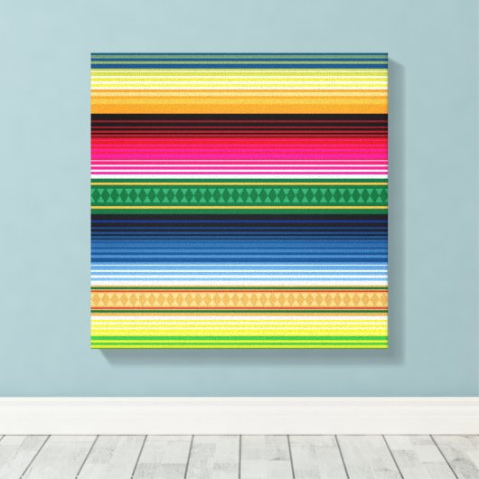 Traditionele Mexicaanse Blanket Serape Canvas Afdruk (Insitu (Houten vloer))