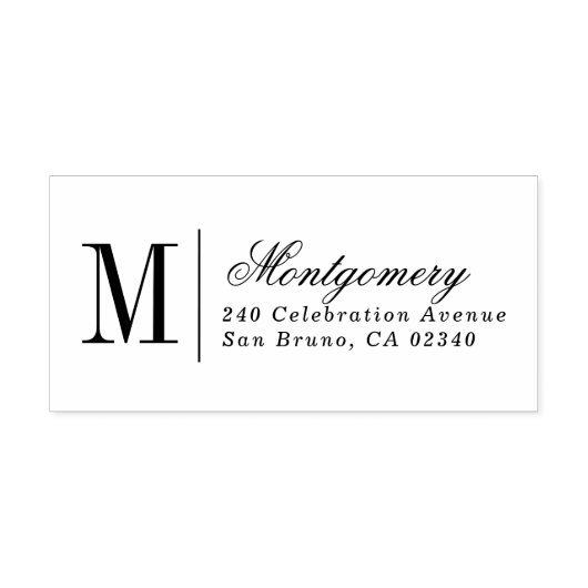 Traditionele Monogram Aangepaste naam & Retouradre Rubberstempel (Afrduk)