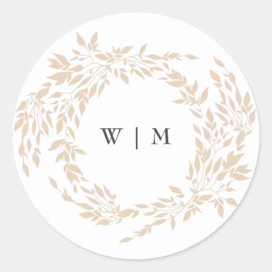 Traditionele Monogram Crest Classic Elegante Bruil Ronde Sticker (Voorkant)