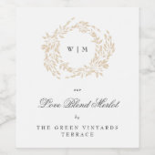 Traditionele Monogram Crest Classic Elegante Bruil Wijn Etiket (Enkel label)
