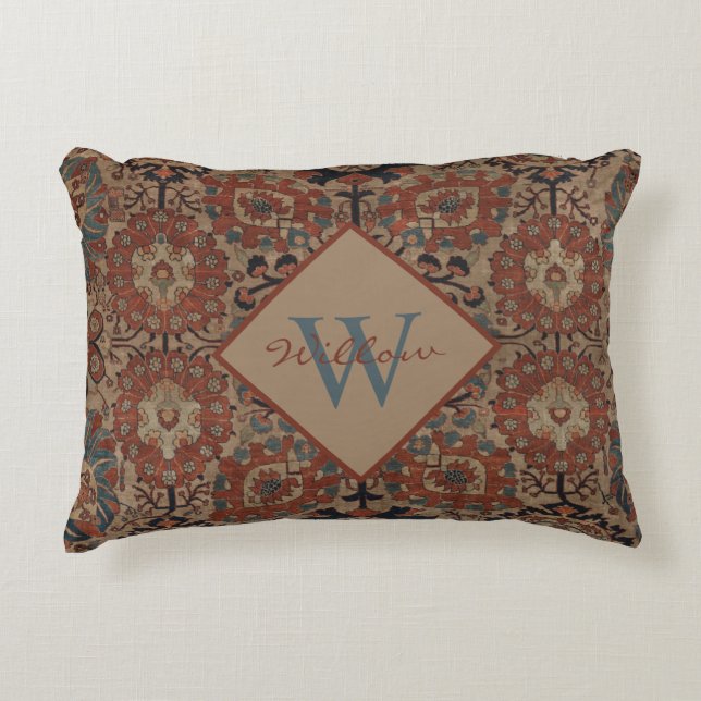 Traditionele monogrammen oost-Perzisch Patroon Accent Kussen (Voorkant)