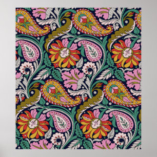 Traditionele Mughal Allover Designart, azian, back Poster