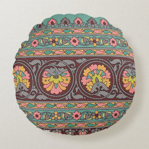 Traditionele Mughal Border art, patroon, bloem, ge Rond Kussen