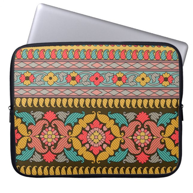 Traditionele Mughal Border Designart, etnisch, fab Laptop Sleeve (Voorkant)