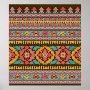 Traditionele Mughal Border Designart, etnisch, fab Poster