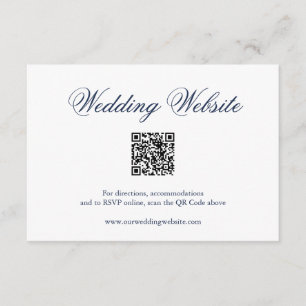 Traditionele Navy Blue formele QR Code bruiloft Informatiekaartje