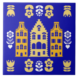 Traditionele Nederlandse Folk Art Print Tegeltje