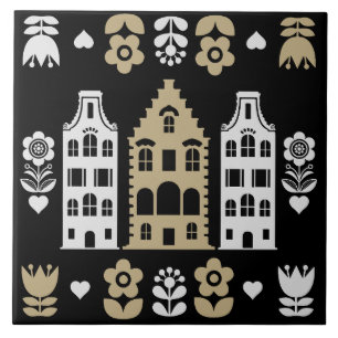 Traditionele Nederlandse Volkskunstprint Tegeltje