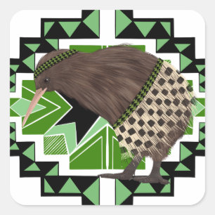 Traditionele Nieuw-Zeelandse nationale vogel- kiwi Vierkante Sticker