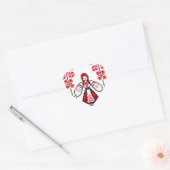 Traditionele Oekraïense borduurmeisjes Hart Sticker (Envelop)