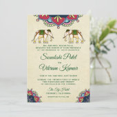 Traditionele olifanten Uitnodiging voor Indiase br (Staand voorkant)