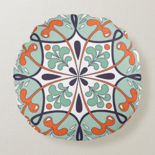 Traditionele oosterse bloementornament, Marokkaans Rond Kussen