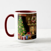 Traditionele open haard kerstboom mok (Links)