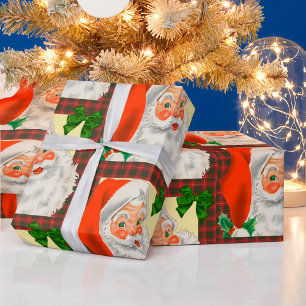 Traditionele ouderwetse kerstkerst cadeaupapier