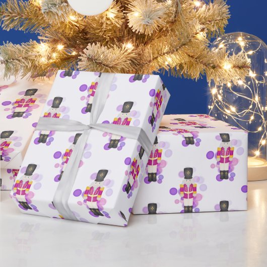 Traditionele Paarse & Roze Kerst Notenkraker Cadeaupapier (Feestdagen)