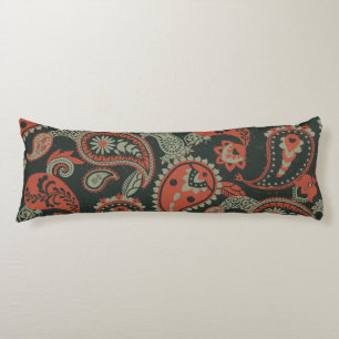 Traditionele Paisley Linocut Warm Sinaasappel Mint Lichaamskussen