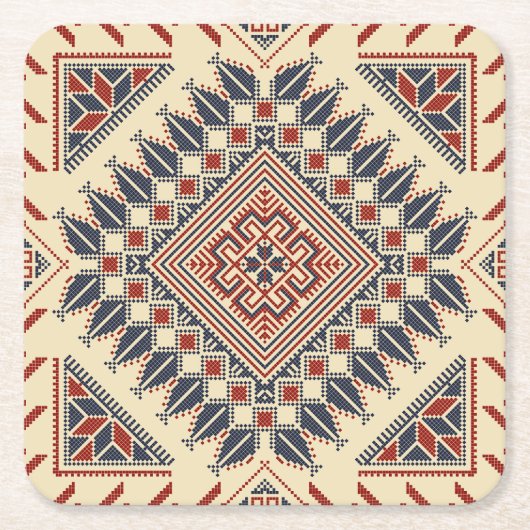 Traditionele Palestijnse broderie Vierkante Kartonnen Onderzetter (Voorkant)
