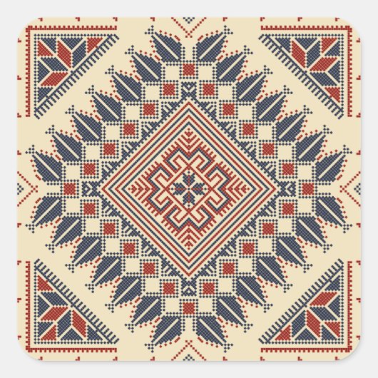 Traditionele Palestijnse broderie Vierkante Sticker (Voorkant)