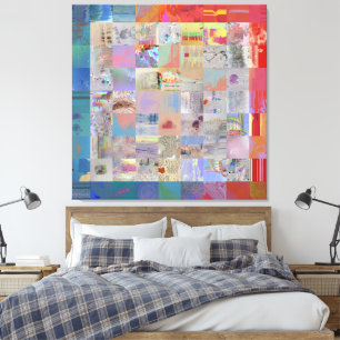 Traditionele Patchwork Geometrische Huisdecoratie Canvas Afdruk