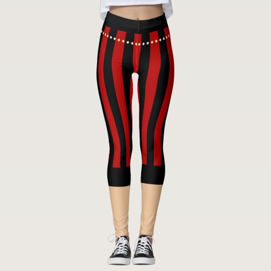 Traditionele Pirate Pants Red Black Leggings (Voorkant)