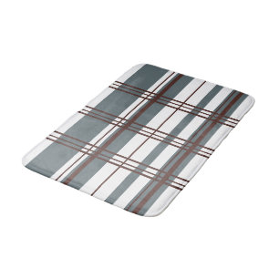 Traditionele Plaid Rookgrijs, Diep Bourgondië, Wit Badmat
