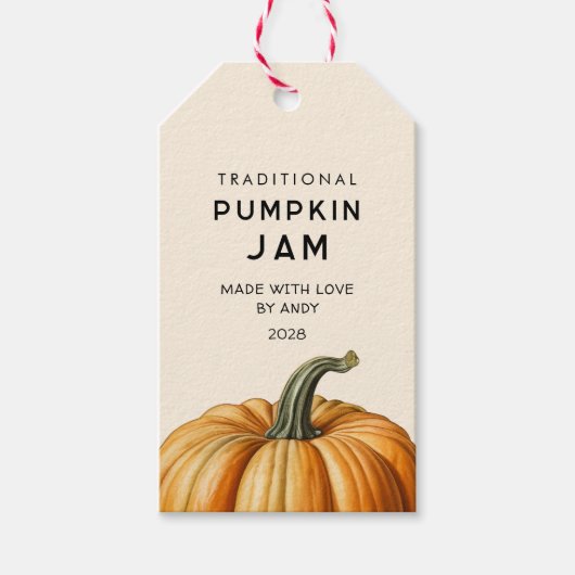 Traditionele pompoenjam pot etiketten cadeaulabel (Voorkant)