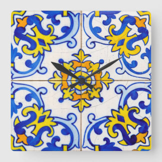 Traditionele Portugese Azulejo-tegel Vierkante Klok