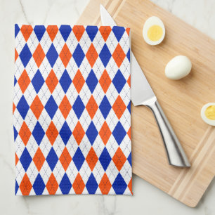 Traditionele Preppy Argyle in Oranje en blauw Theedoek
