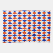 Traditionele Preppy Argyle in Oranje en blauw Theedoek (Horizontaal)