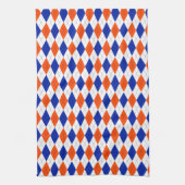 Traditionele Preppy Argyle in Oranje en blauw Theedoek (Verticaal)